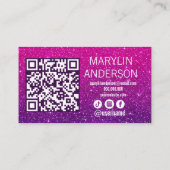 Elegant vet glitter Ombre Lash Tech QR-code Visitekaartje (Achterkant)