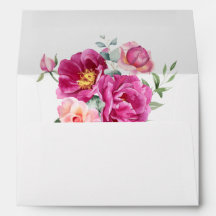Elegant Vet Kleurrijk Roze Bloemig Trouwadres