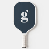 Elegant vet monogram Initiaal donkerblauw grijs Pickleball Paddle (Achterkant)