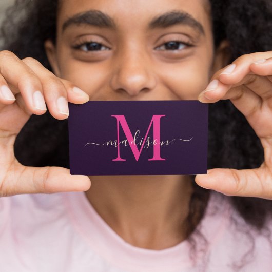 Elegant vet monogram roze typografie vrouwelijk visitekaartje