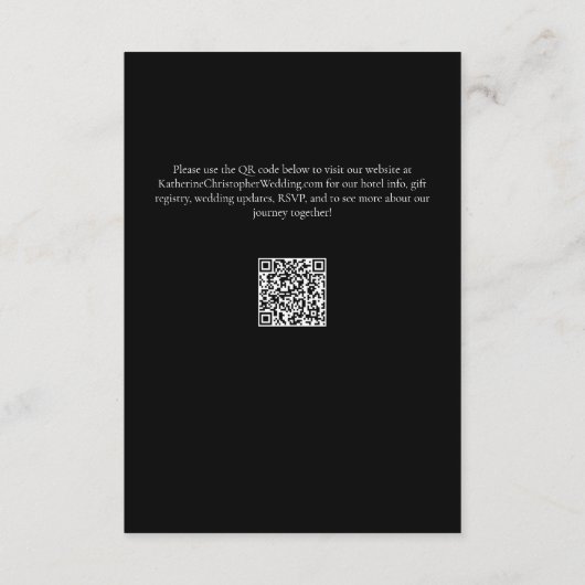 Elegant vet script zwart wit bruiloft hotel informatiekaartje (Achterkant)