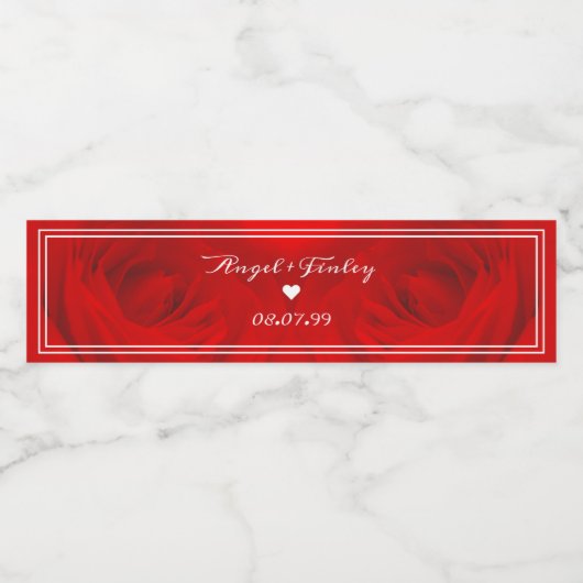 Elegant Vibrant Red Rose esthetisch Roche Romantis Waterfles Etiket (Enkel label)