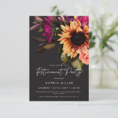Elegant Vibrant Sunflower Floral Retirement Party Kaart (Staand voorkant)