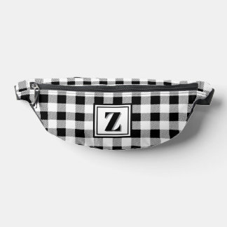 Élégant vichy noir blanc monogramme personnalisabl