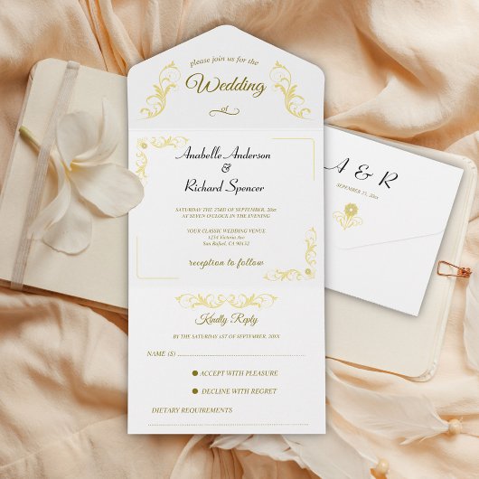 Elegant Victoriaans All-in-One Weddenschap All In One Uitnodiging