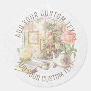 Elegant Victoriaans  Antiek Tea House Custom Ronde Sticker