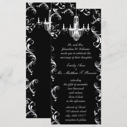 Elegant Victoriaans Ball  Chandelier Wedding Kaart (Voorkant / Achterkant)