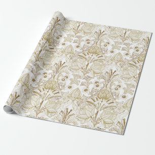 Elegant Victoriaans Beige Flowers Patroon Cadeaupapier