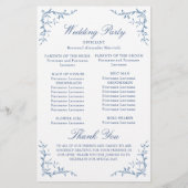 Elegant Victoriaans  Blauw Trouwprogramma (Achterkant)