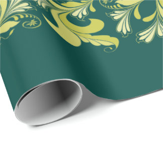 Elegant Victoriaans floreel patroon groen geel Cadeaupapier