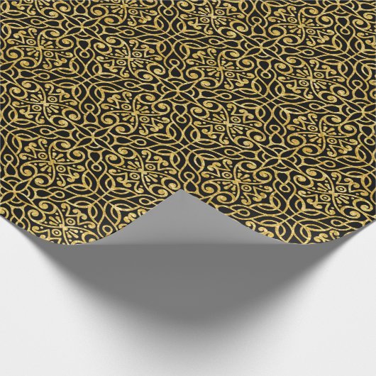 Elegant Victoriaans gouden bloemsierbloem Cadeaupapier (Hoek)