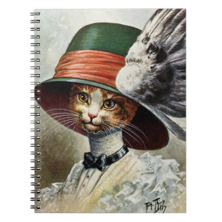 Elegant Victoriaans kat in notitieboek met scharni