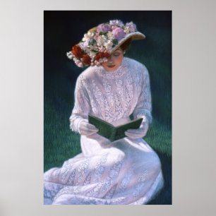 Elegant Victoriaans Lady, lezen, decor art poster