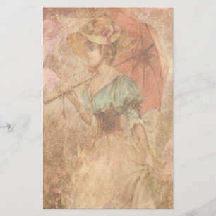 Elegant Victoriaans Lady Umbrella Stationery Briefpapier
