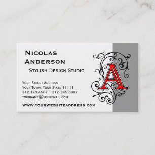 Elegant Victoriaans Letter A Monogram Visitekaartje