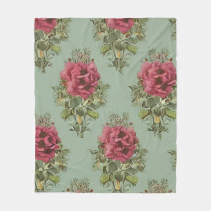 Elegant Victoriaans rood roodpatroon Fleece Deken