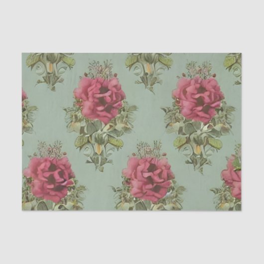 Elegant Victoriaans rood roodpatroon Tissuepapier (Voorkant)