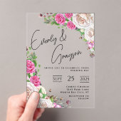 Elegant Victoriaans Roos Bloemen bruiloft acryl in Acryl Uitnodigingen (Insitu (Draagbaar))