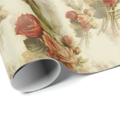 Elegant  Victoriaans Roos Floral Pattern Gift Cadeaupapier (Rol Hoek)