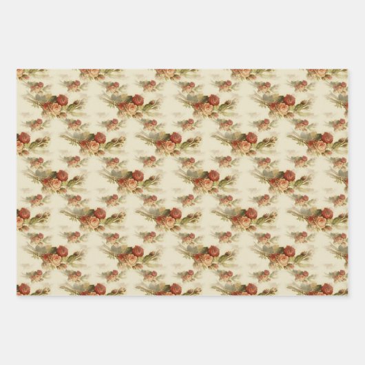 Elegant Victoriaans Roos Floral Pattern Inpakpapier Vel (Voorkant 2)