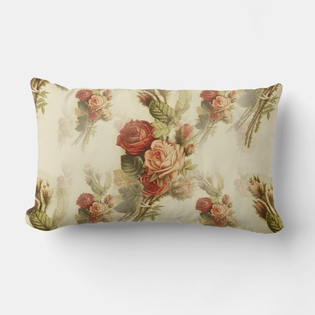 Elegant  Victoriaans Roos Floral Pattern Kussen (Voorkant)