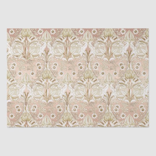 Elegant  Victoriaans Roos Gold Floral Pattern Tissuepapier (Voorkant)