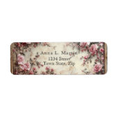 Elegant Victoriaans Roze Rozen Etiket (Voorkant)