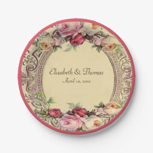 Elegant Victoriaans Roze Rozen Papier Bord