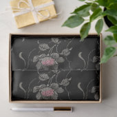 Elegant Victoriaans Rozen op zwarte achtergrond Tissuepapier (Geschenk)