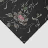 Elegant Victoriaans Rozen op zwarte achtergrond Tissuepapier (Detail)