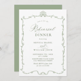Elegant Victoriaans Sage Green repetitie diner Kaart