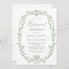 Elegant Victoriaans Sage Green repetitie diner Kaart