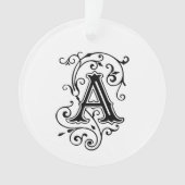 Elegant Victoriaans stijlletter A Monogram Ornament (voorkant)