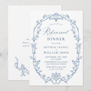 Elegant Victoriaans stoffig blauw repetitiediner Kaart