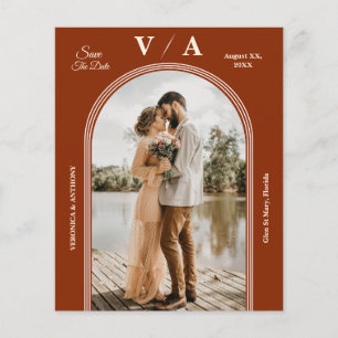 Elegant Victoriaans Terracota Wedding Save the Dat Flyer
