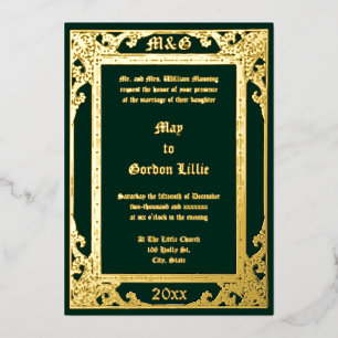 Elegant Victoriaans tijdperk 1877 Folie Uitnodiging