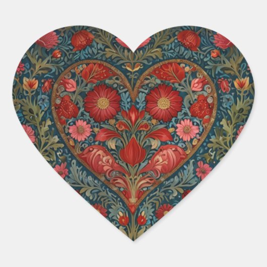 Elegant Victoriaans Valentijnsdag hart ontwerp Sticker (Voorkant)