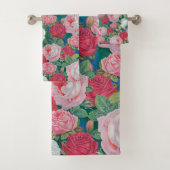 Elegant Victoriaans Waterverf Rood en Roze Rozen | Bad Handdoek (Insitu)