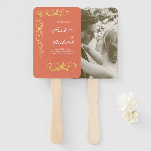 Elegant Victoriaans Wedding Handwaaier (Voorkant en achterkant)