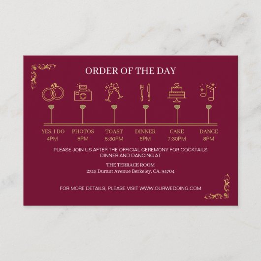 Elegant Victoriaans Wedding Informatiekaartje (Voorkant)