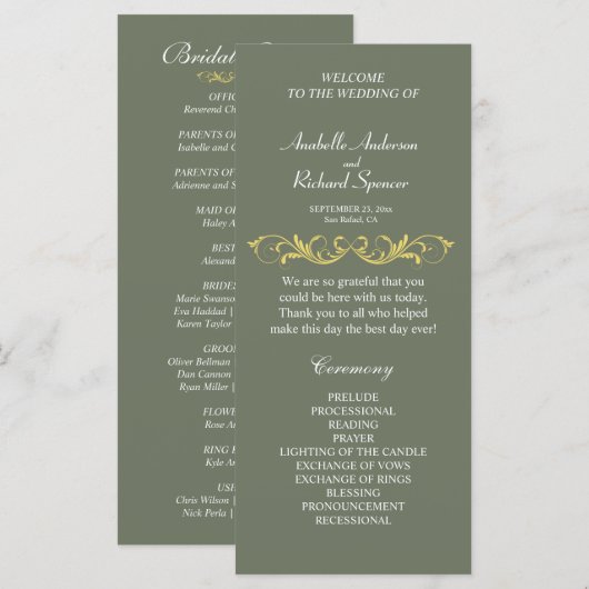 Elegant Victoriaans Wedding Programme (Voorkant / Achterkant)