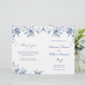 Élégant Victorian Blue Floral Wedding Programme (Debout devant)