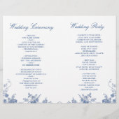 Élégant Victorian Blue Floral Wedding Programme (Dos)