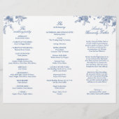Élégant Victorian Blue Floral Wedding Programme (Dos)
