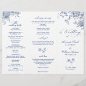 Élégant Victorian Blue Floral Wedding Programme (Devant)