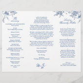 Élégant Victorian Blue Floral Wedding Programme (Dos)