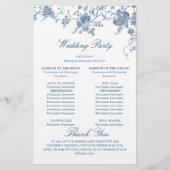 Élégant Victorian Blue Floral Wedding Programme (Dos)