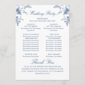 Élégant Victorian Blue Floral Wedding Programme (Dos)