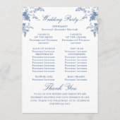 Élégant Victorian Blue Floral Wedding Programme (Dos)