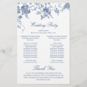Élégant Victorian Blue Floral Wedding Programme (Dos)